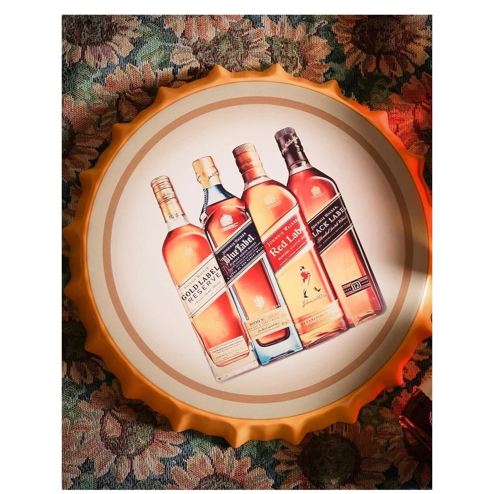Johnnie Walker Scotch‎ Whisky Metal Bottle Cap Wall Sign Bar Decor 14 Inch NEW